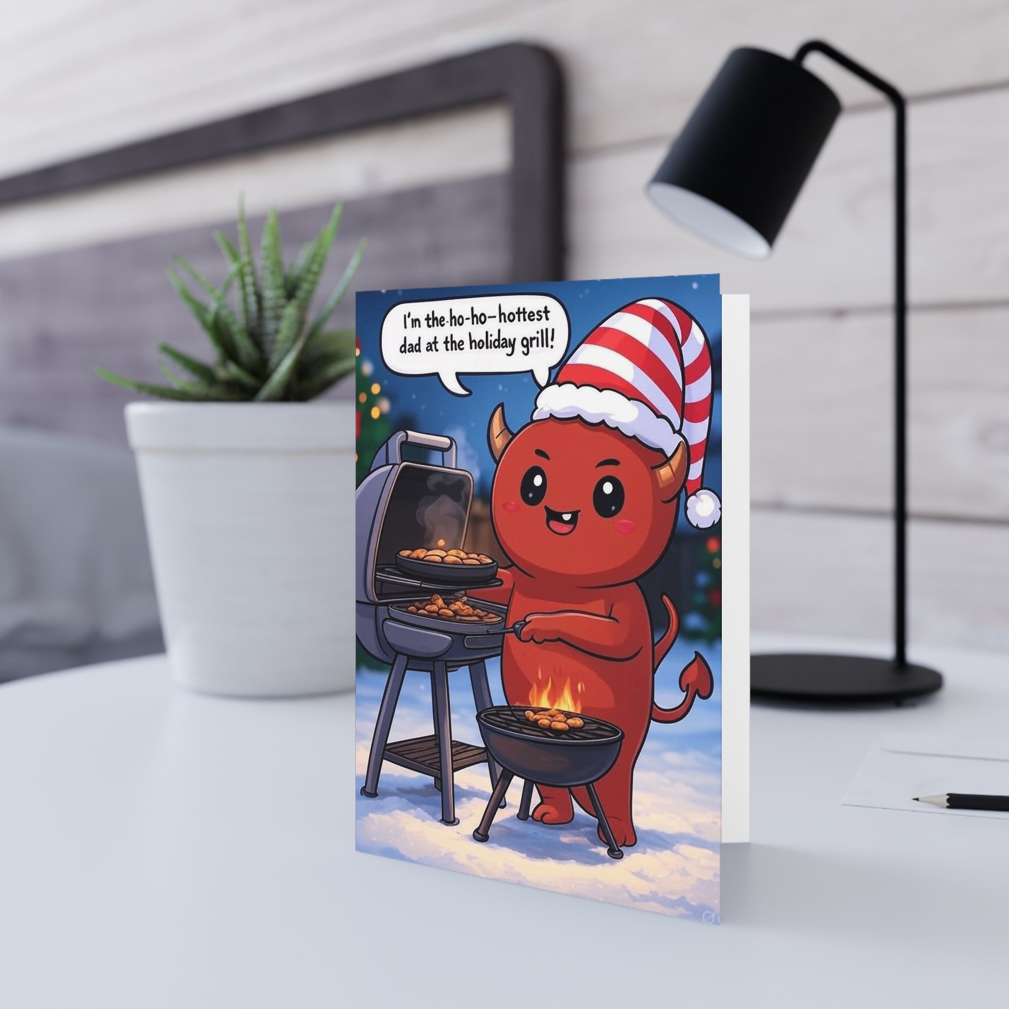 Dads Greeting Card for Christmas Wrapping, Holiday Gift Enclosures, Festive Note Cards, Satanic Christmas, Seasonal Card Collection