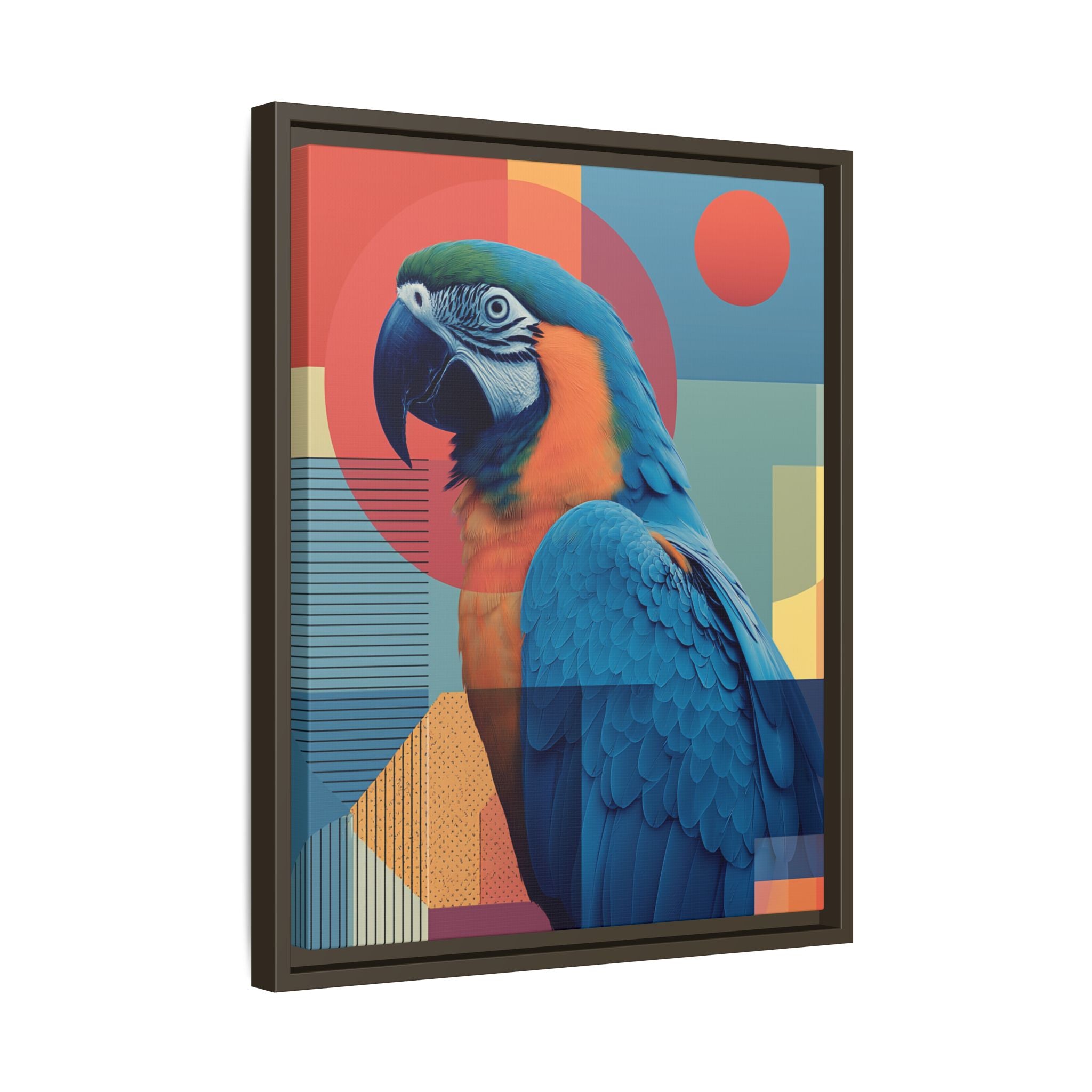 Macaw Geometric Framed Print : Mid-Century Modern Bird Art, Tropical Parrot Print   |  Personalized & Custom Orders Available