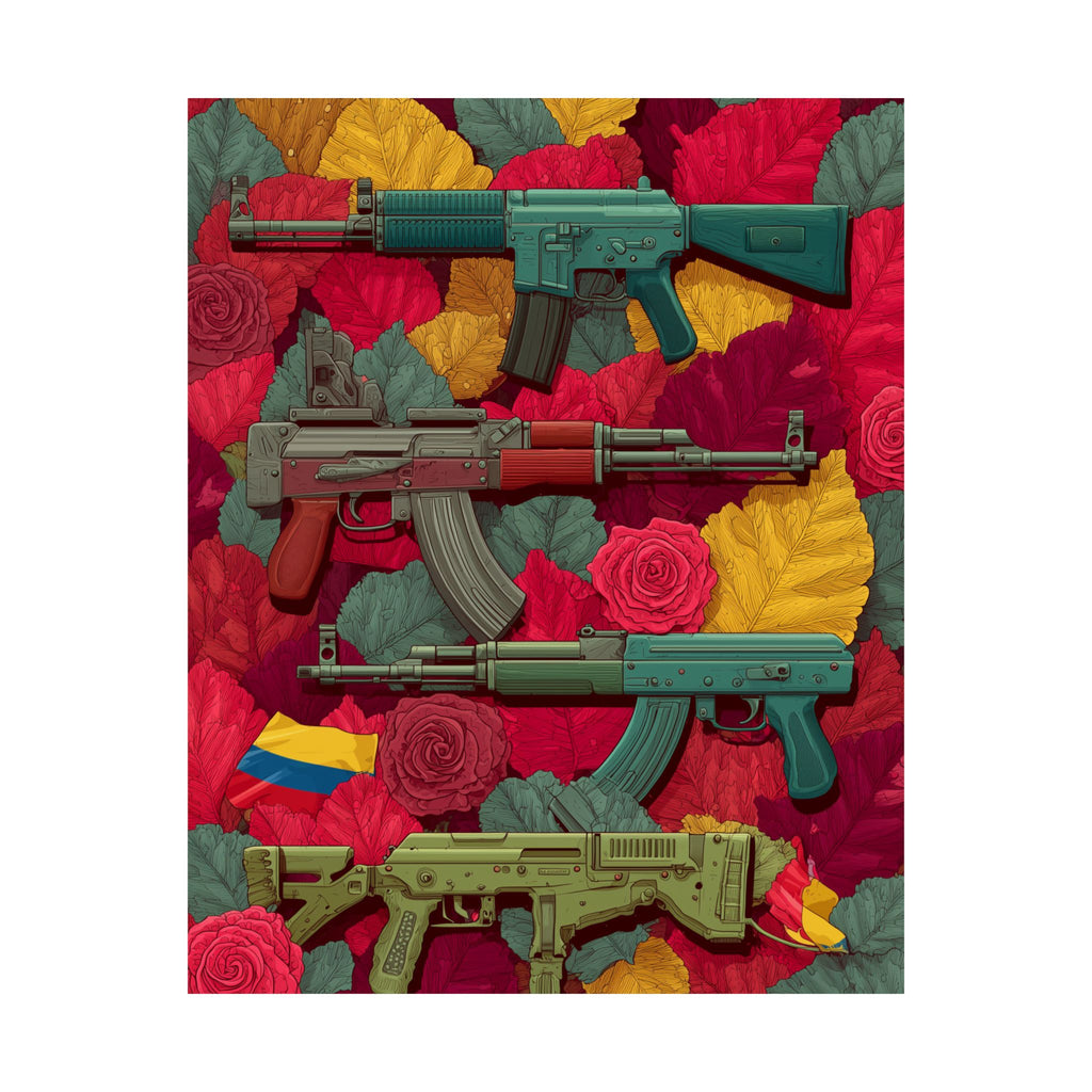 Vibrant Gun Art Vertical Poster, Unique Wall Decor, Military Theme Art, Home Office Decoration, Gift for Gun Enthusiasts
