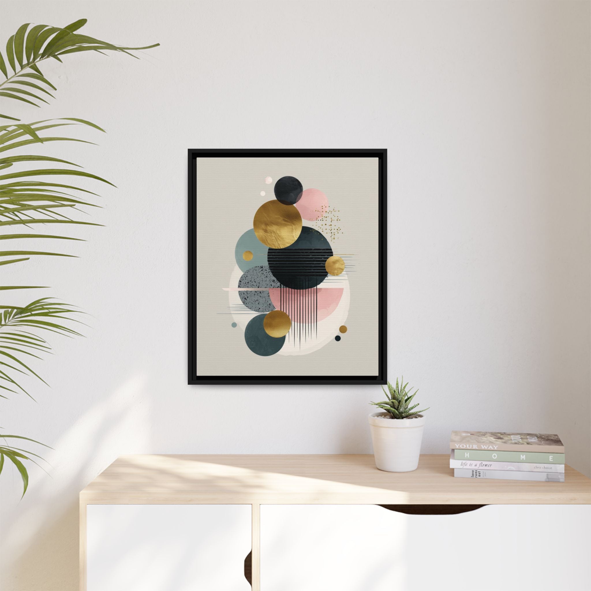 Geometric Harmony: Intersecting Circles, Mid-Century Modern Design, Abstract Metallic Composition   |   Custom Orders Accepted