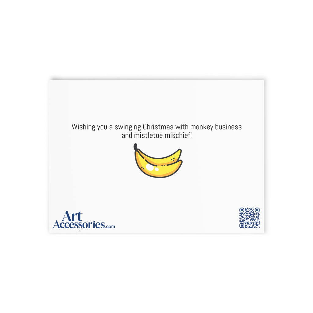 Festive Monkey Holiday Cards - Cute Two-Sided Christmas Greetings, Animal-Themed Greetings, Fun Holiday Stationery, Card Set, Seasonal Decor