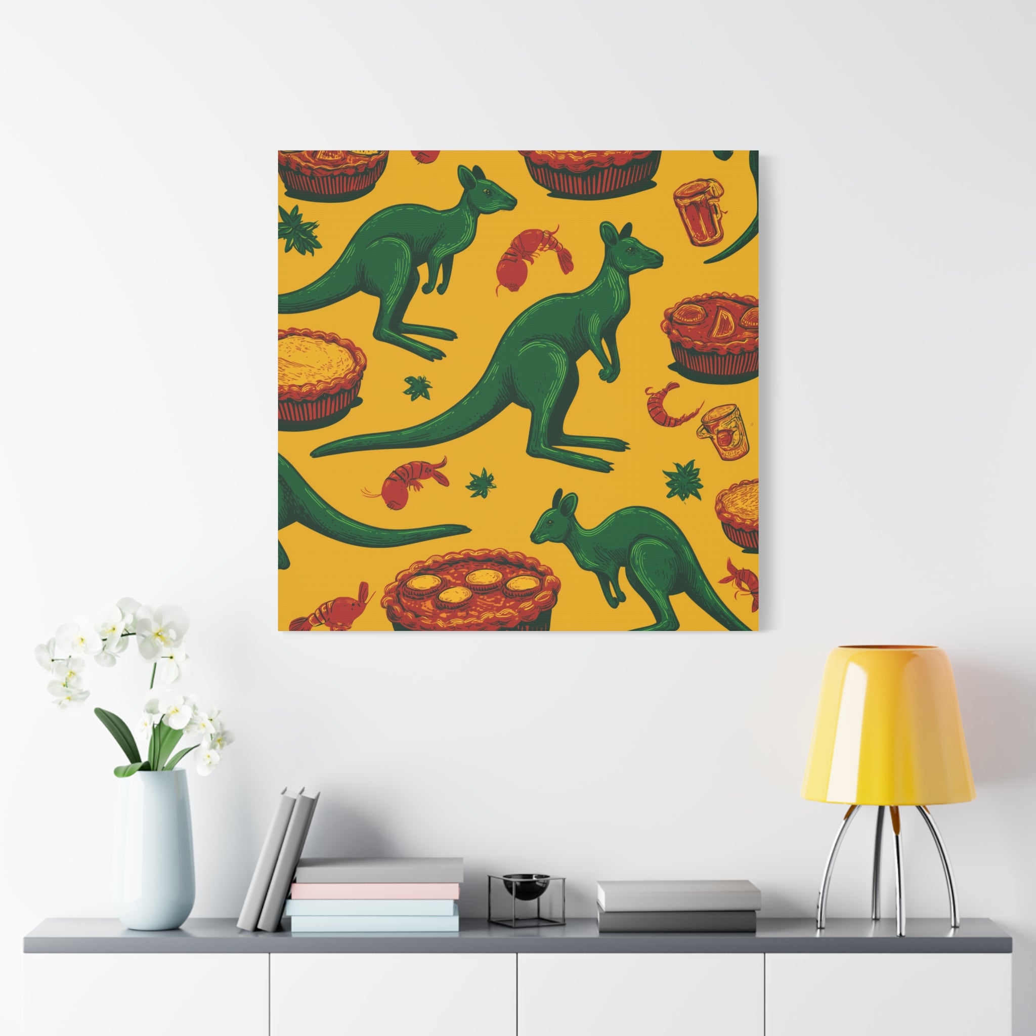 Kangaroo Canvas Wall Art, Vibrant Animal Decor, Unique Gift for Nature Lovers, Fun Kitchen Wall Hanging, Australian Themed Art