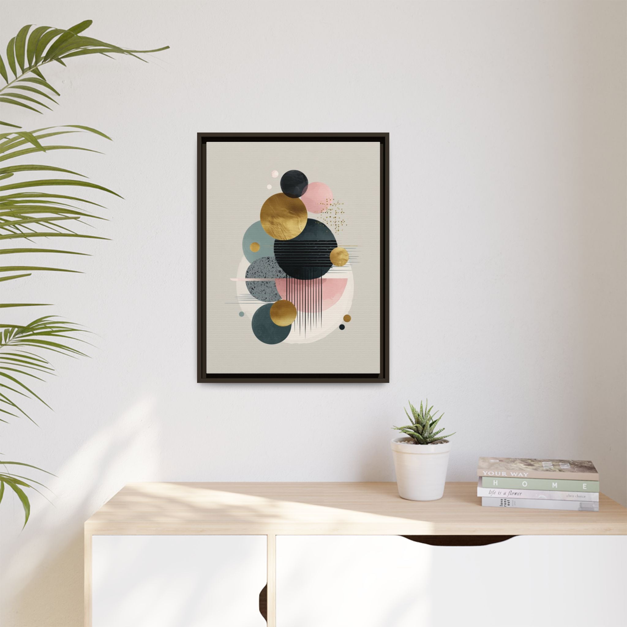 Geometric Harmony: Intersecting Circles, Mid-Century Modern Design, Abstract Metallic Composition   |   Custom Orders Accepted