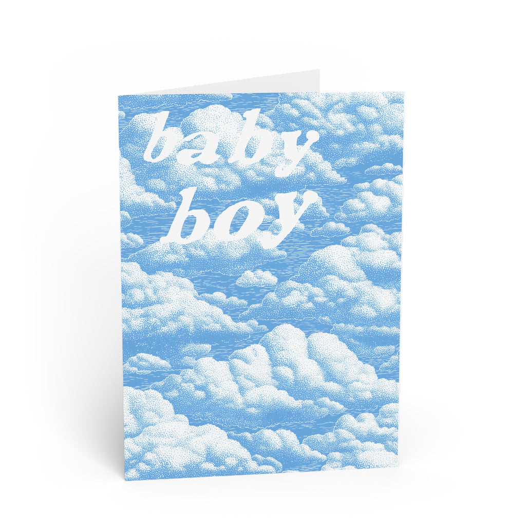 Blue Cloud 'baby boy' Greeting Card — New Baby Card for Boys