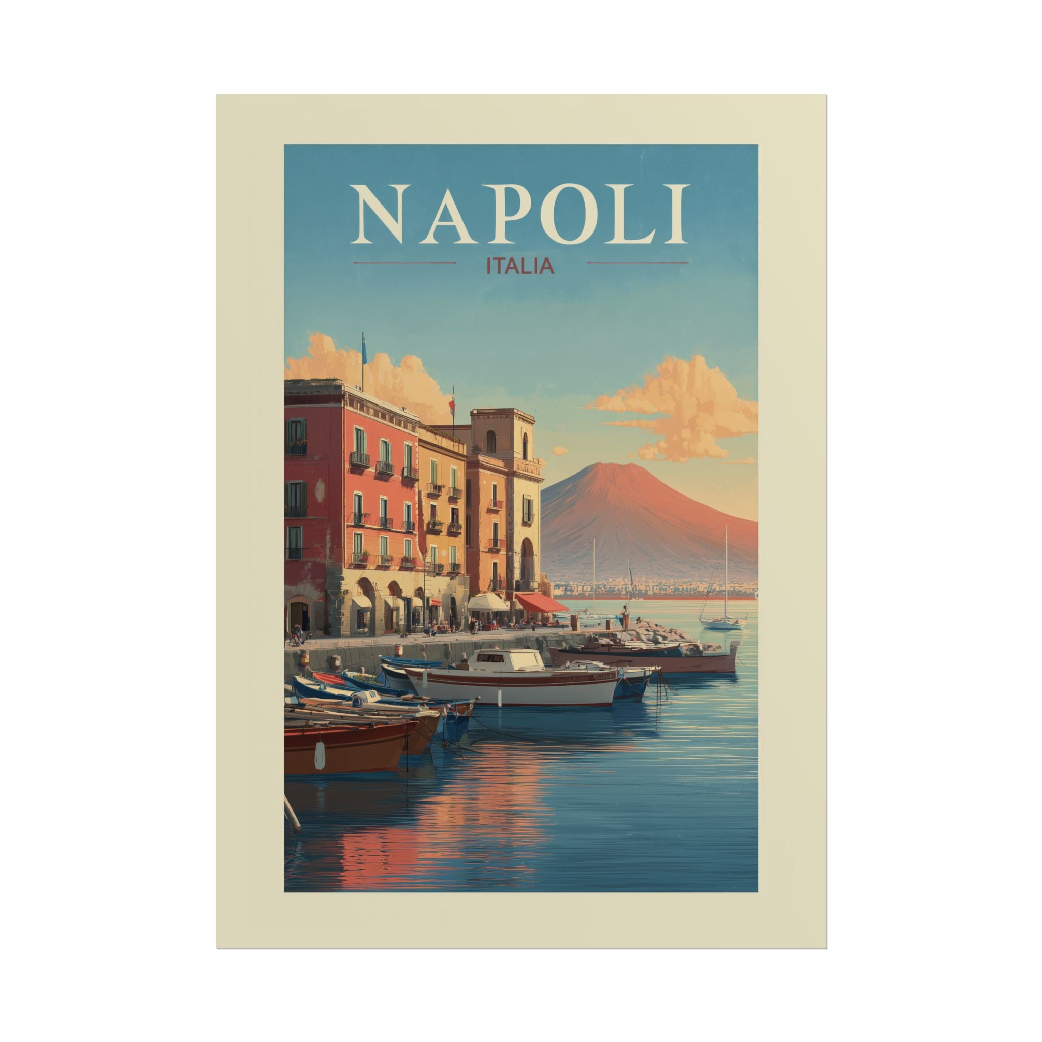 Naples Golden Hour: Vintage Italian Coastal Poster, Mediterranean Waterfront Landscape   |    Custom Orders Available