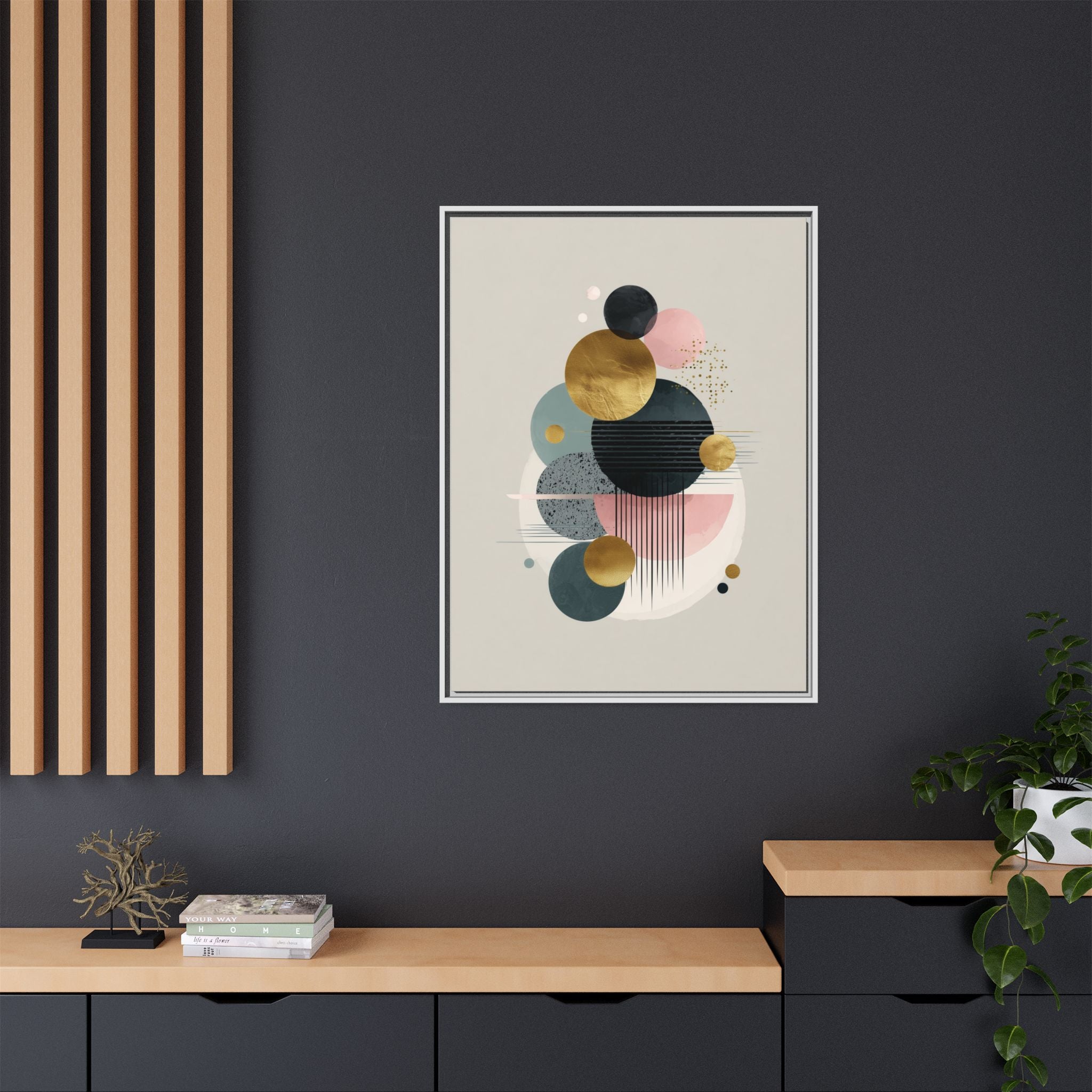 Geometric Harmony: Intersecting Circles, Mid-Century Modern Design, Abstract Metallic Composition   |   Custom Orders Accepted