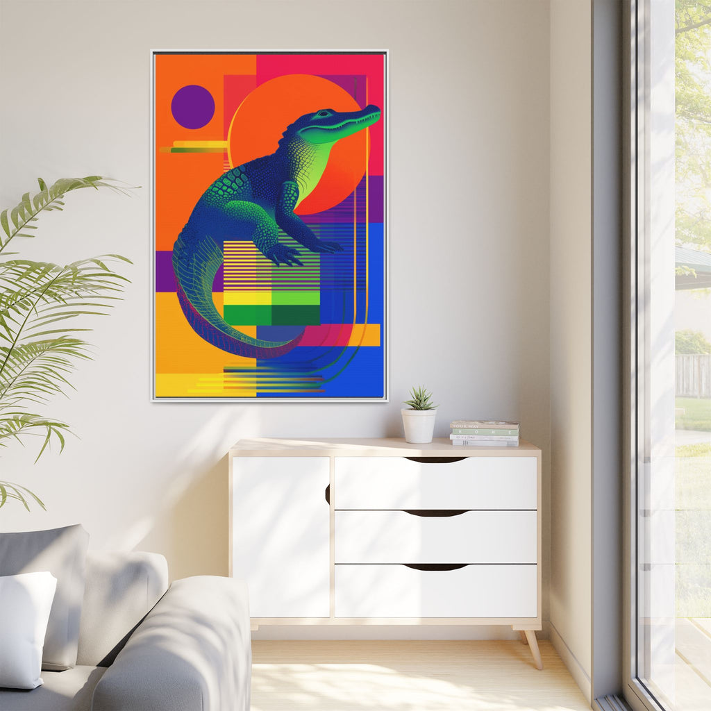 Geometric Alligator Framed Print: Pop Art Reptile, Vibrant Gradient Composition   |  Personalized & Custom Orders Available