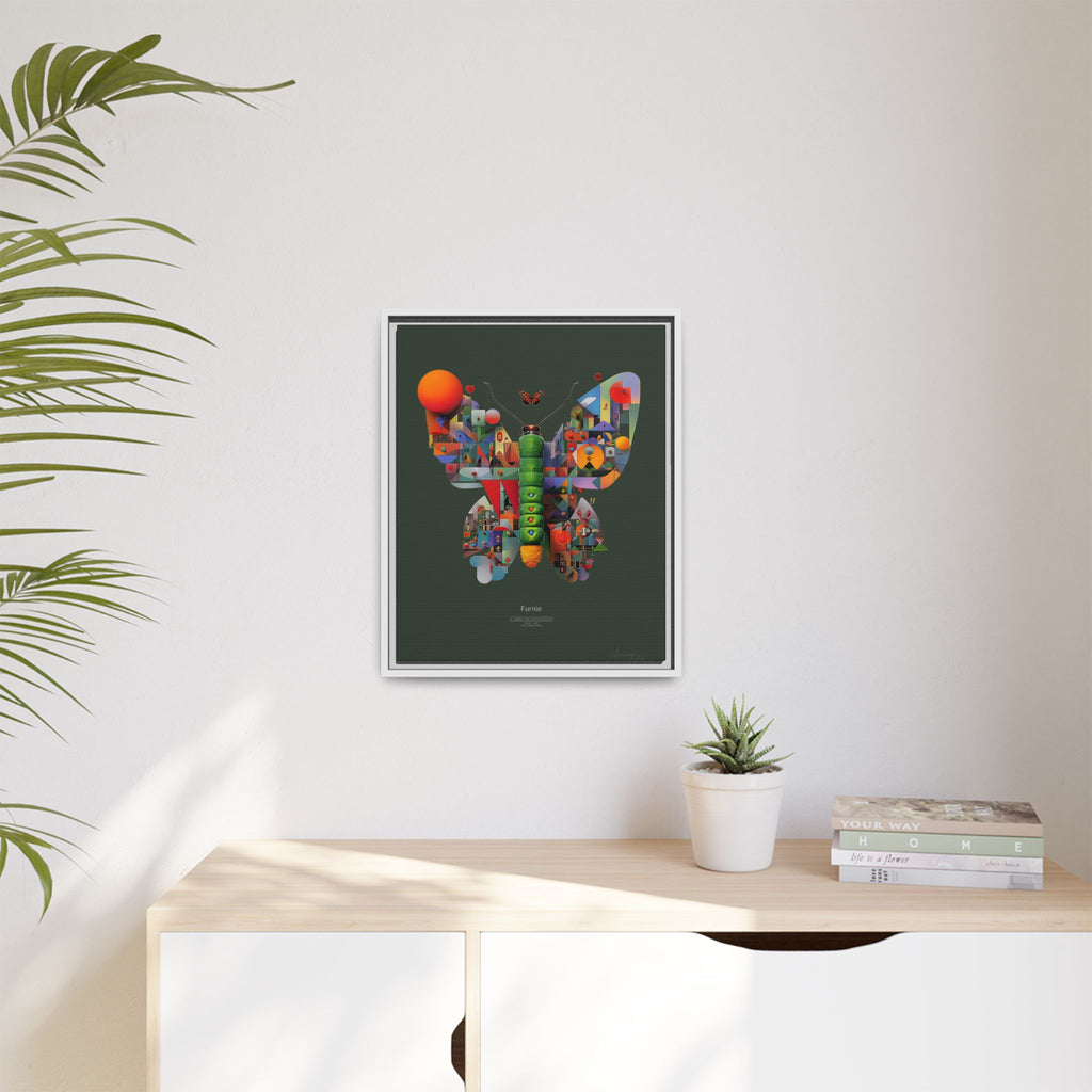 Geometric Metamorphosis Framed Print : Digital Cubist Butterfly, Urban Abstract Composition   |   Custom Orders Available