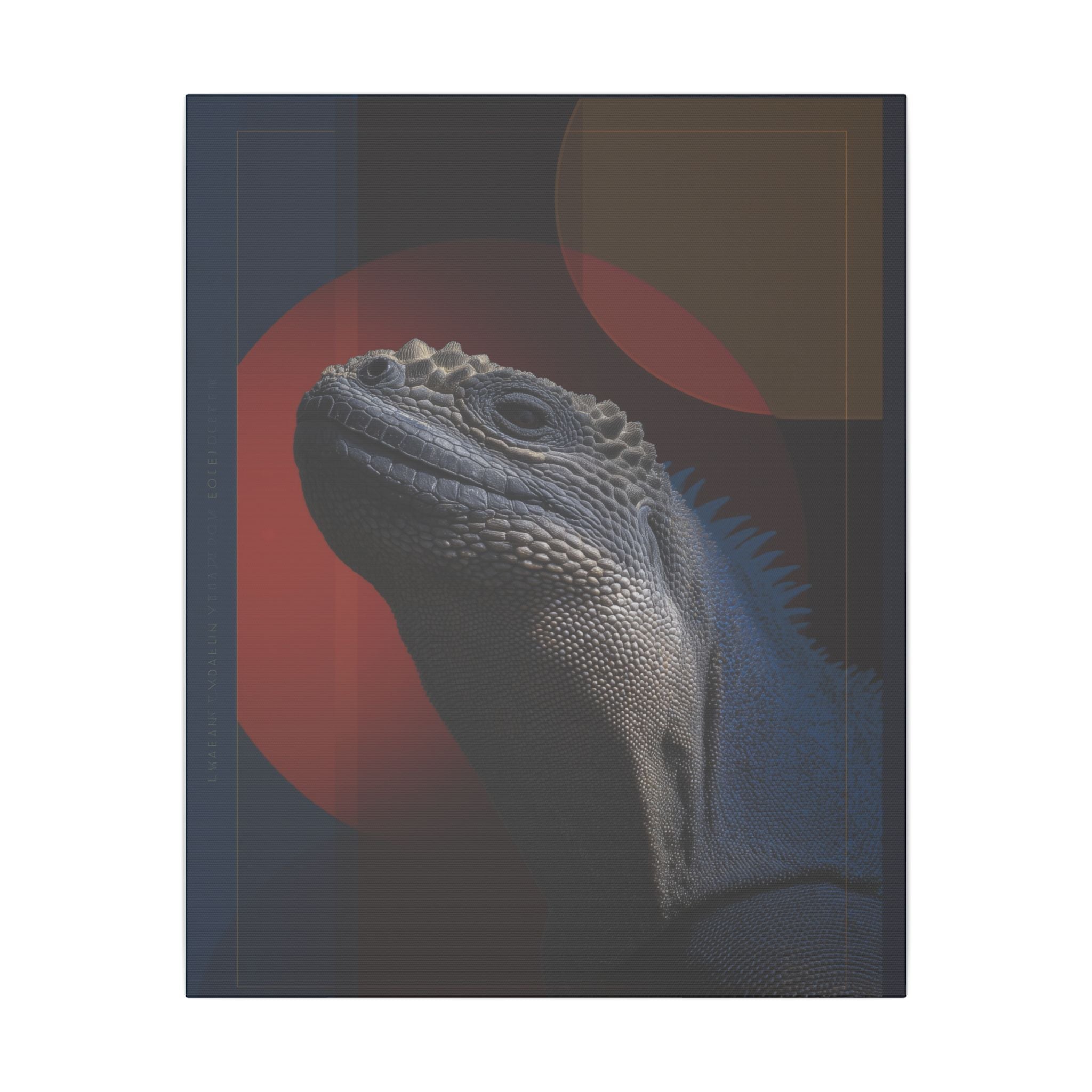 Marine Iguana Canvas: Reptilian Portrait, Digital Naturalism   |    Custom Orders Available