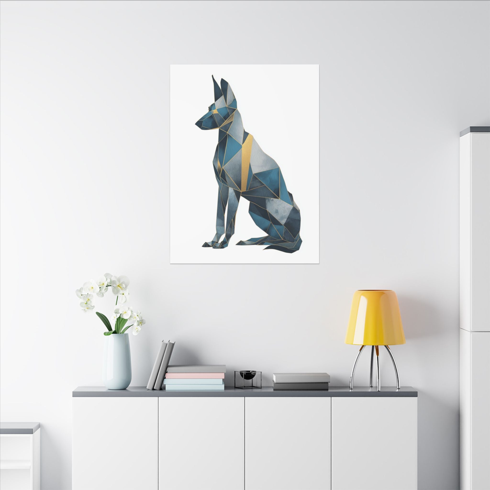 Crystalline Canine: Geometric Dog Portrait, Digital Art Polygon Style, Modern Architectural Animal Design   |  Personalized & Custom Orders