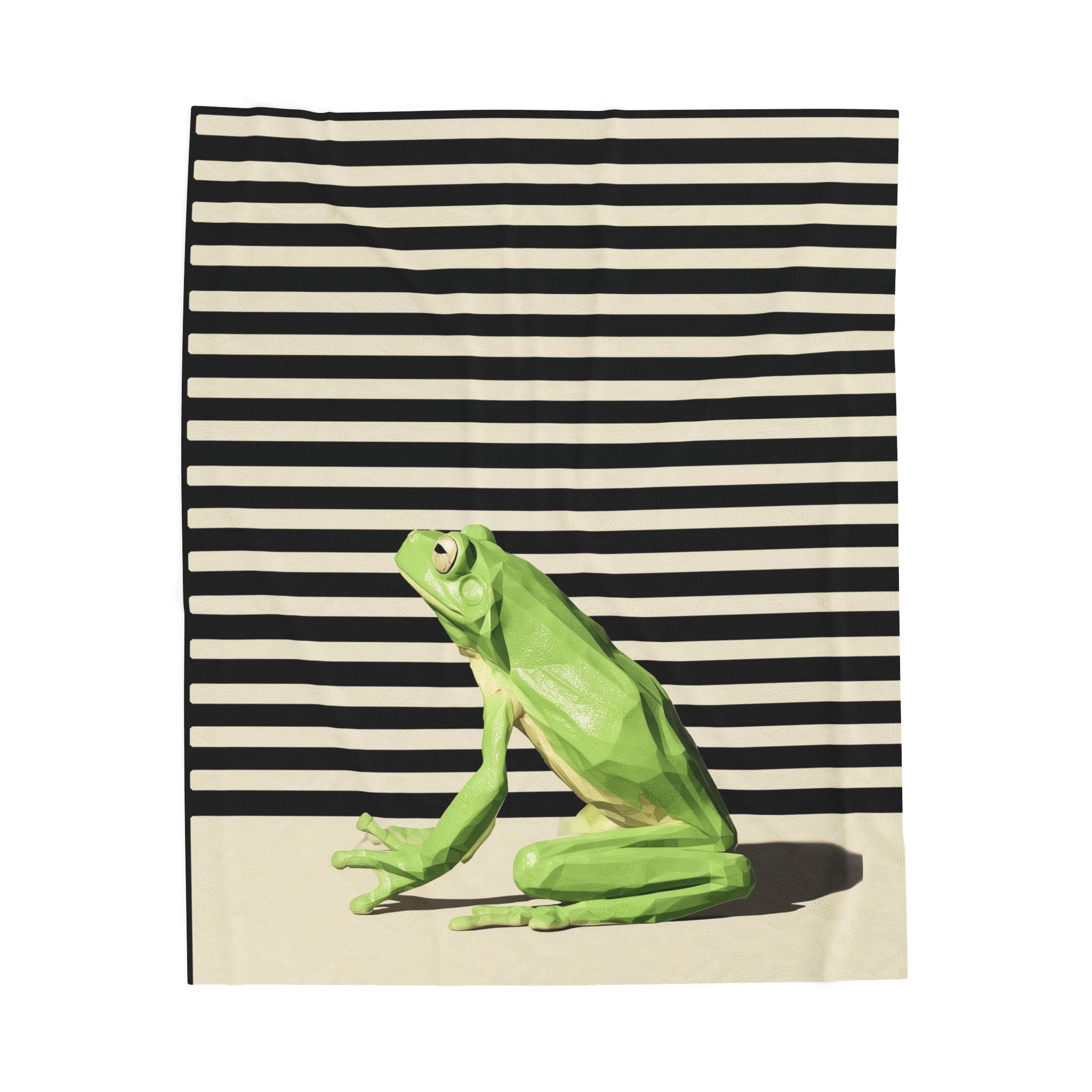 Green Tree Frog Quilt Cover, Doona Cover, Duvet: Low-Poly Nature Art, Geometric Frog Design   |    Custom Orders Available