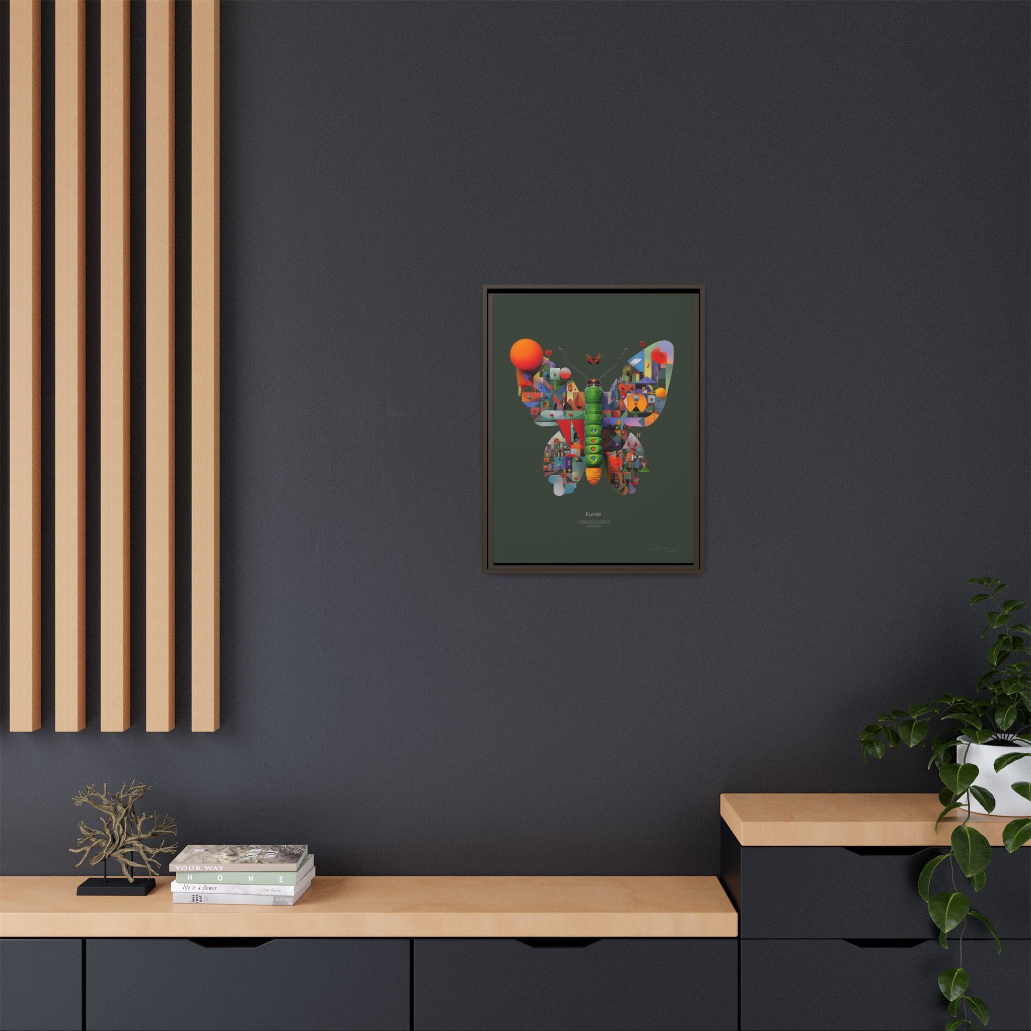 Geometric Metamorphosis Framed Print : Digital Cubist Butterfly, Urban Abstract Composition   |   Custom Orders Available