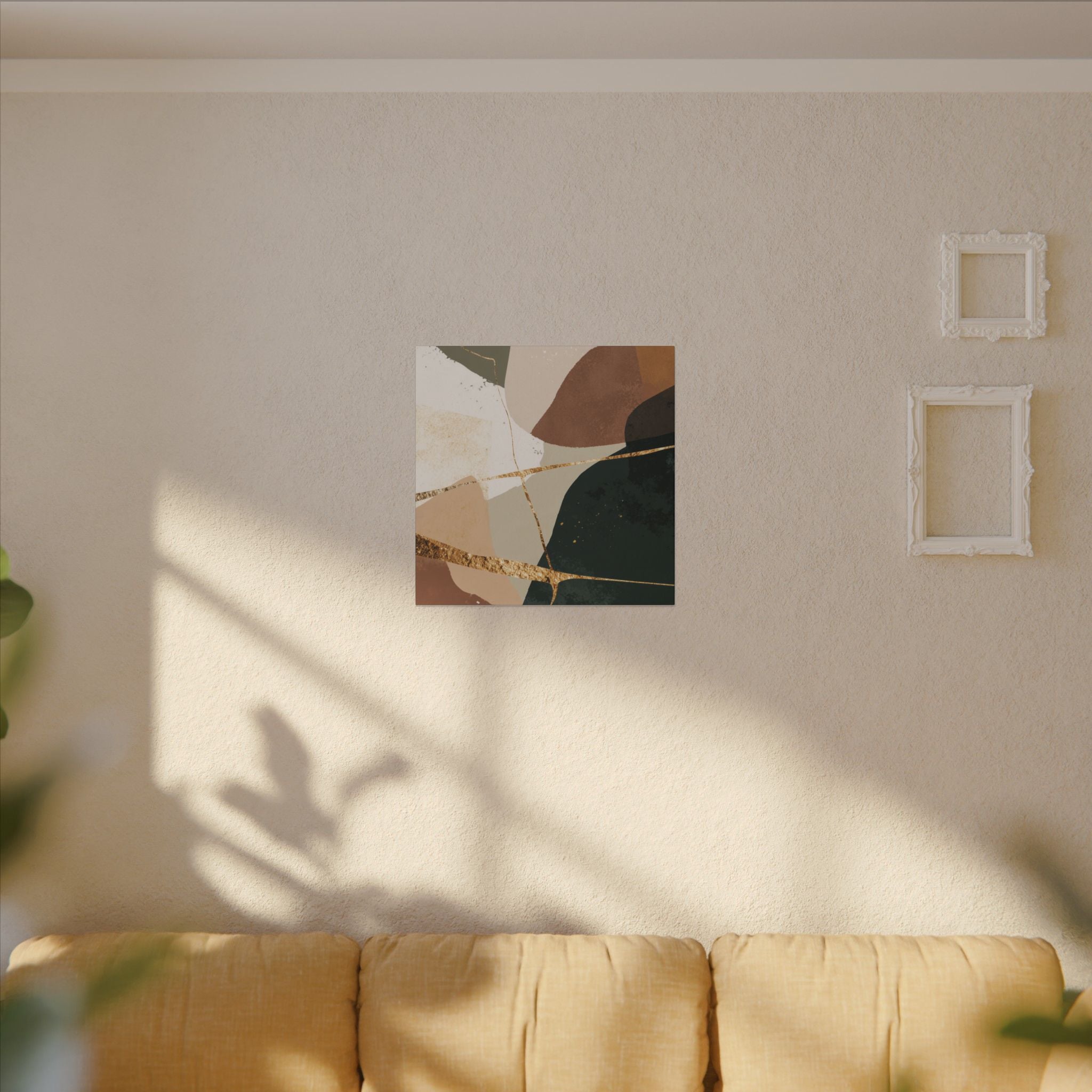 Canvas Print, Abstract Earthy Gold Wall Art, Modern Designer Home Decor, Stretched Matte Canvas; Thick, Multi-Size, Office Decor