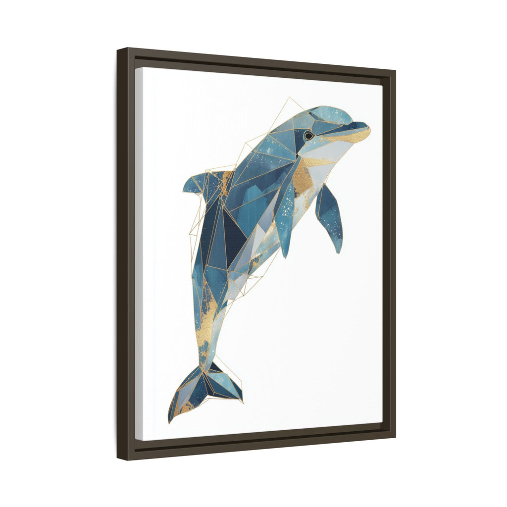 Crystalline Dolphin Framed Print : Geometric Marine Mosaic, Fractalized Blue Abstract   |  Personalized & Custom Orders Available