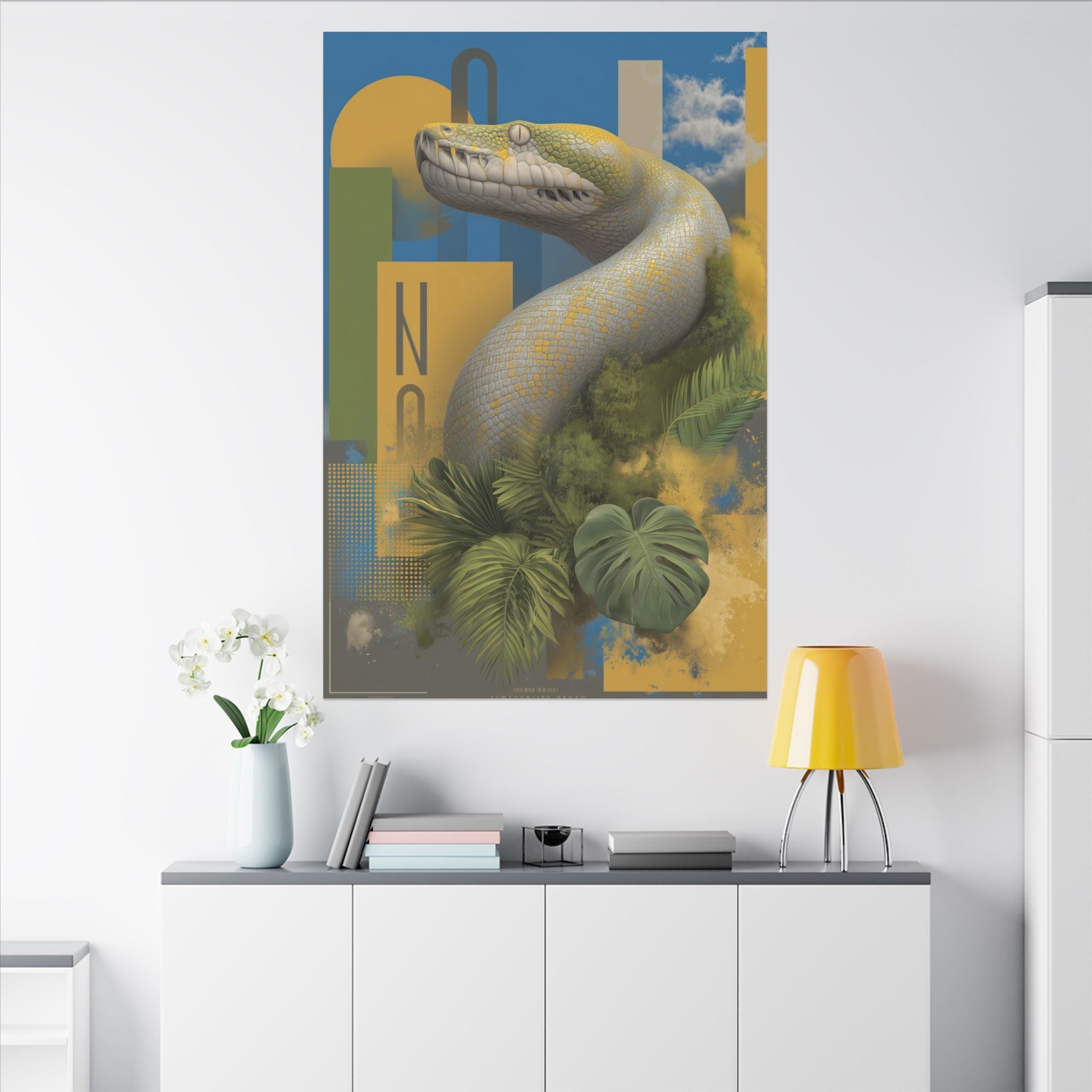 Serpent Sovereignty: Digital Wildlife Illustration, Geometric Botanical Landscape   |    Custom Orders Available