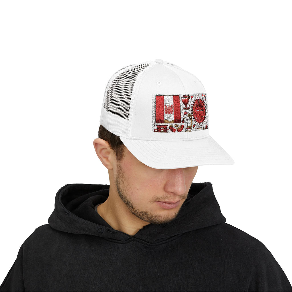 Peruvian Flag Snapback Trucker Cap, Patriotic Cap, Unique Gift for Him, Travel Accessory, Outdoor Summer Hat, Sports Headwear, Peru