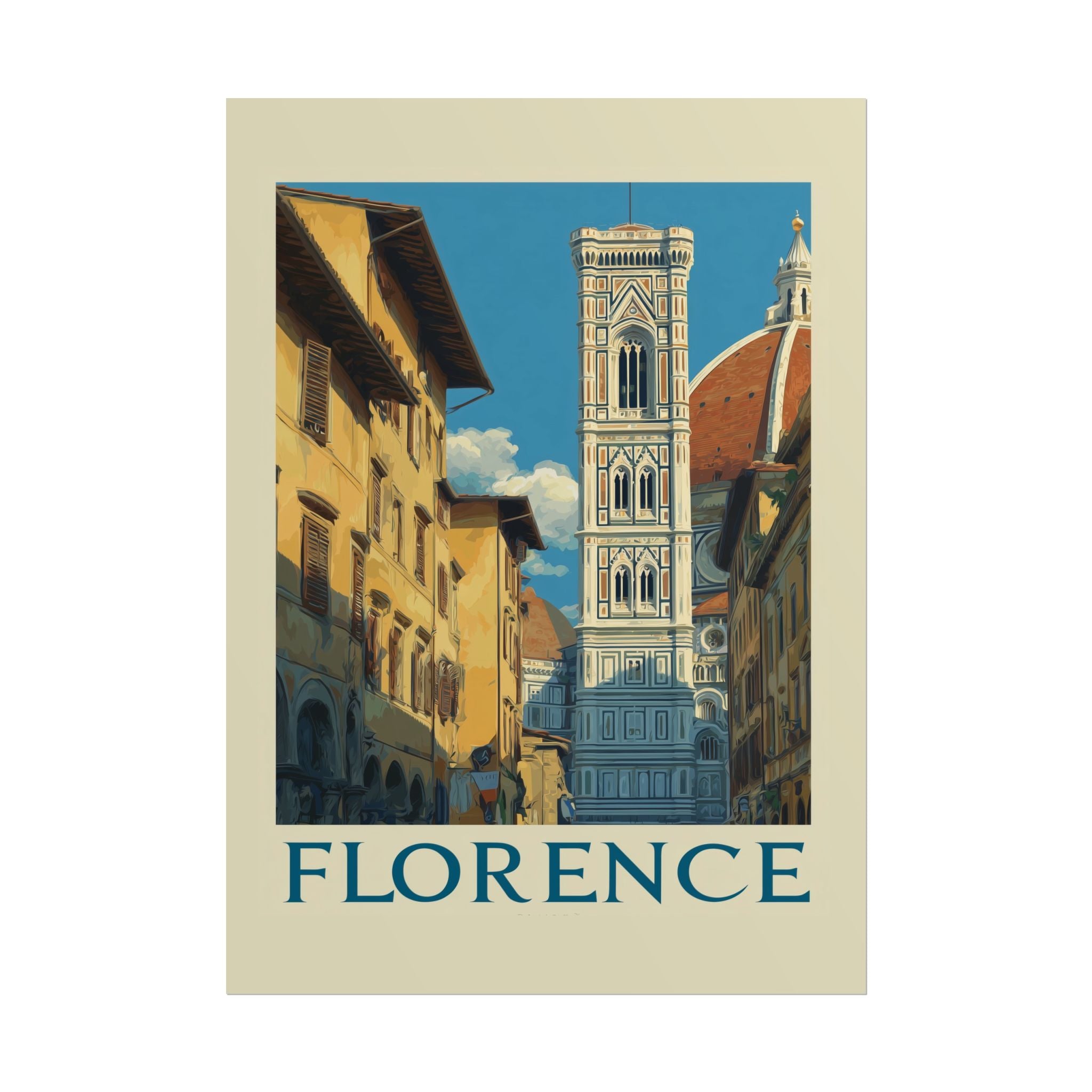 Giotto's Campanile: Vintage Florence Travel Poster, Mid-Century Architectural Illustration   |    Custom Orders Available