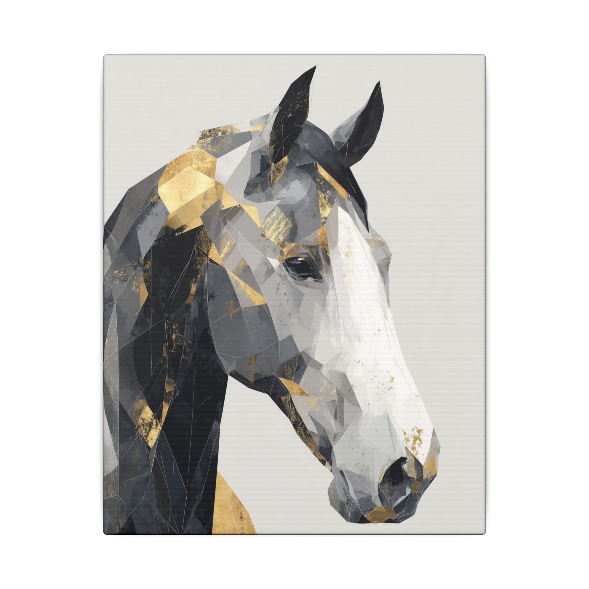 Fractal Equine: Geometric Horse Portrait, Digital Mosaic Artwork, Metallic Angular Design   |  Personalized & Custom Orders Available