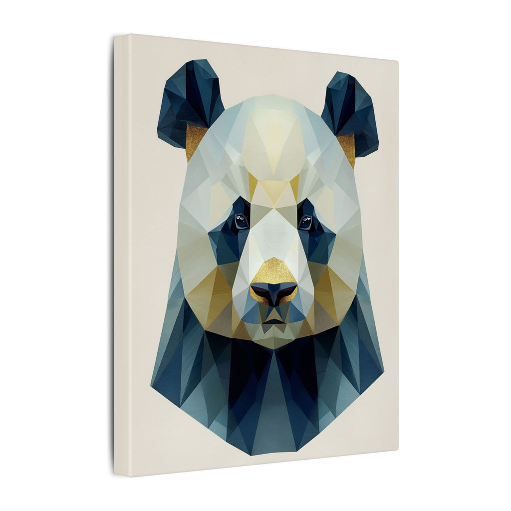 Geometric Panda: Low-Poly Animal Art, Modern Minimalist Design, Blue and Gold Illustration   |  Personalized & Custom Orders Available