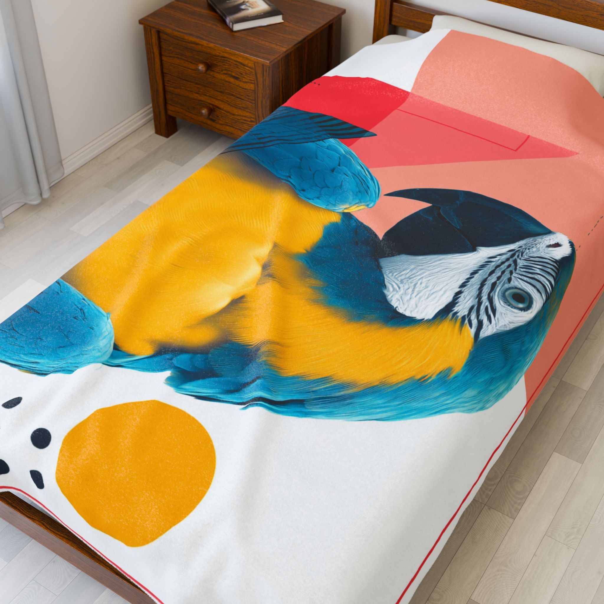 Feathered Geometry Quilt Cover, Doona Cover, Duvet : Modern Macaw Portrait, Abstract Graphic Design Poster   |    Custom Orders Available
