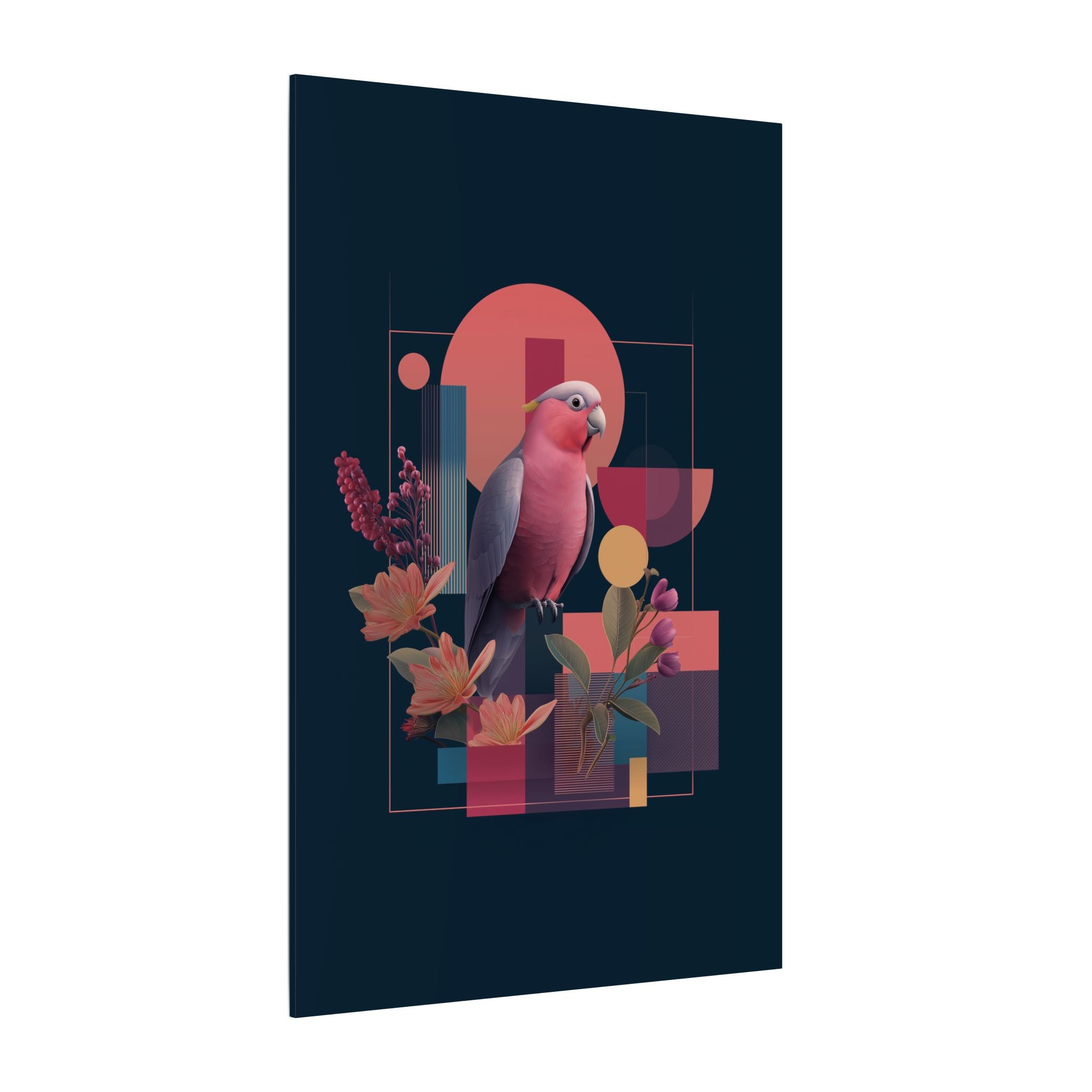 Geometric Parrot Symphony: Digital Neo-Retro Illustration, Abstract Avian Design   |    Custom Orders Available