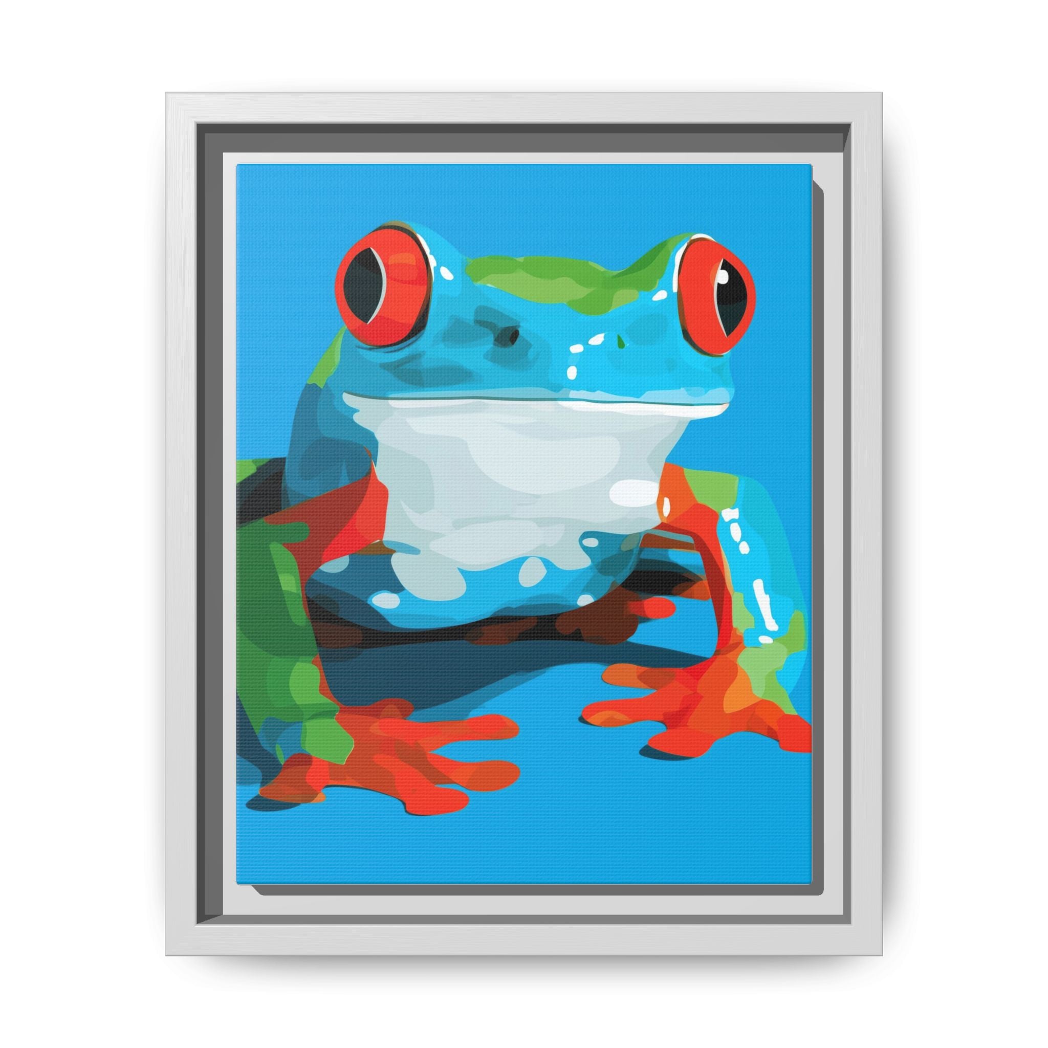 Red-Eyed Green Tree Frog Framed Print : Graphic Design, Pop Art Amphibian Portrait   |  Personalized & Custom Orders Available
