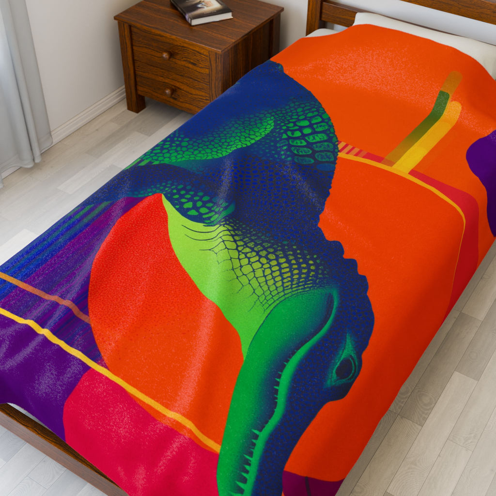 Chromatic Gator Blanket: Geometric Wildlife Art, Vibrant Graphic Design, Modern Illustration   |  Personalized & Custom Orders Available