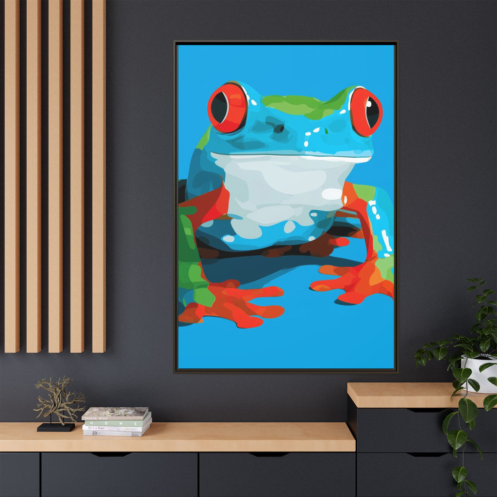 Red-Eyed Green Tree Frog Framed Print : Graphic Design, Pop Art Amphibian Portrait   |  Personalized & Custom Orders Available