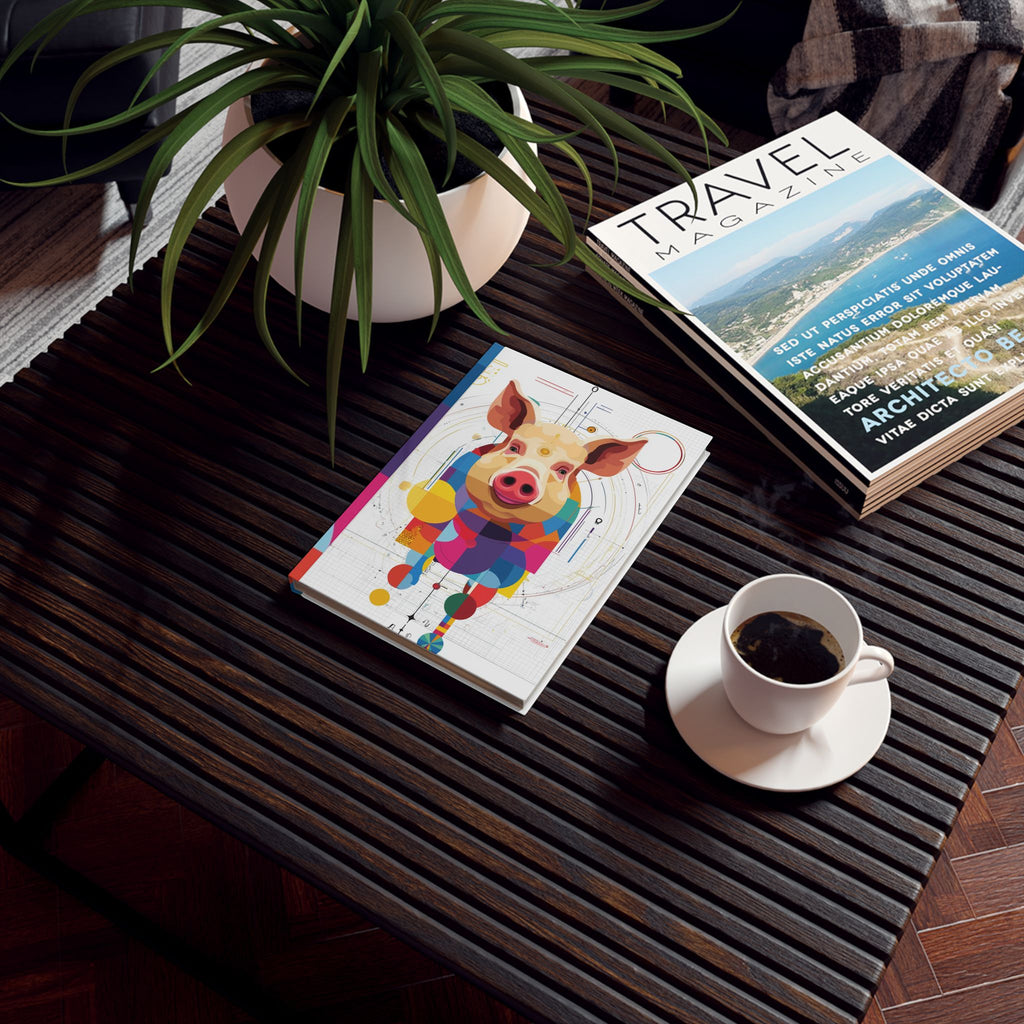 Personalized Abstract Pig Journal : Geometric Pop Art Portrait, Digital Mosaic Visualization Personalized Journal   |