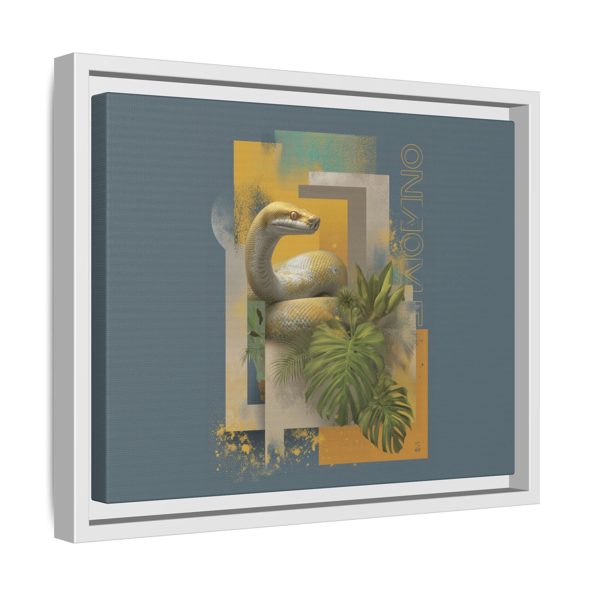 Serpent in Geometry: Tropical Albino Snake Portrait, Modern Botanical Illustration   |    Custom Orders Available