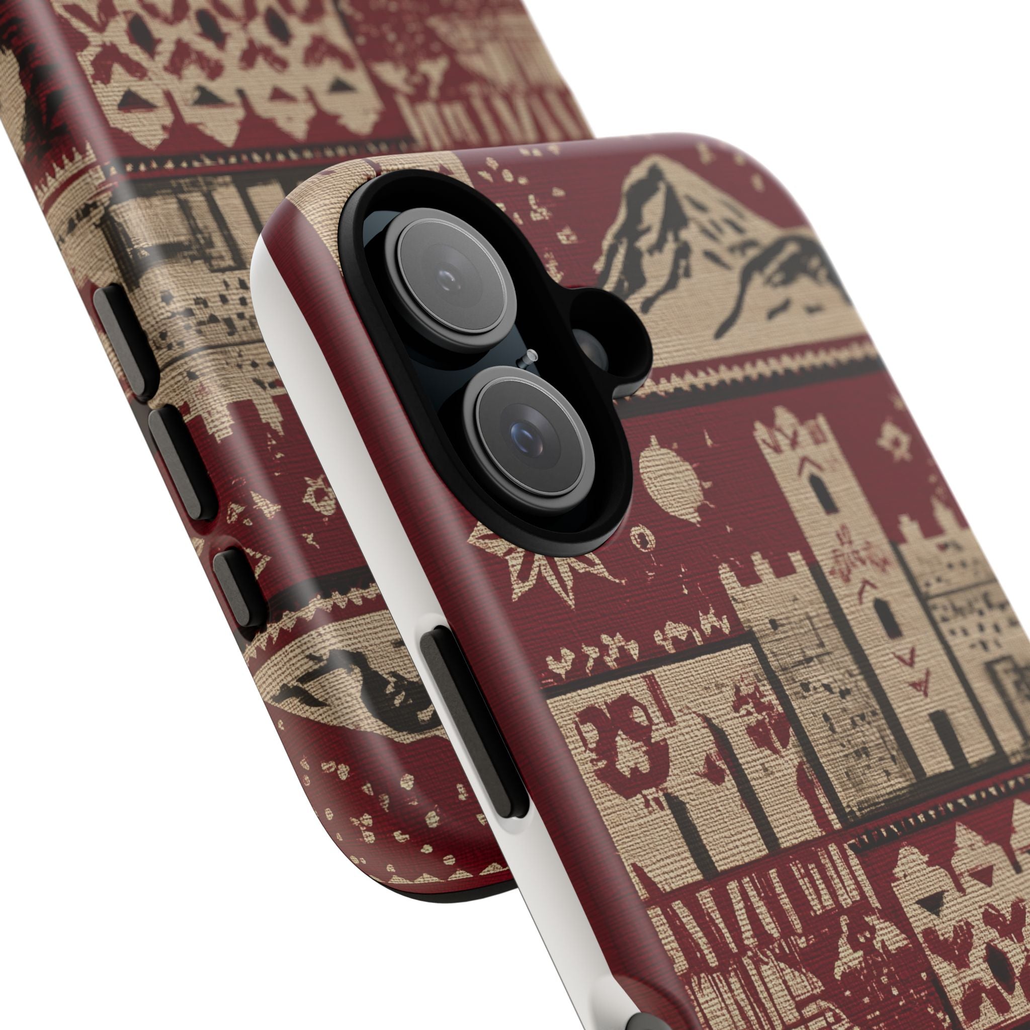 Moroccan Embroided Look Landscape Phone Case, Tough Cases, Nature Lover Gift, Rustic Phone Cover, Fall Aesthetic Cell Phone Accessory