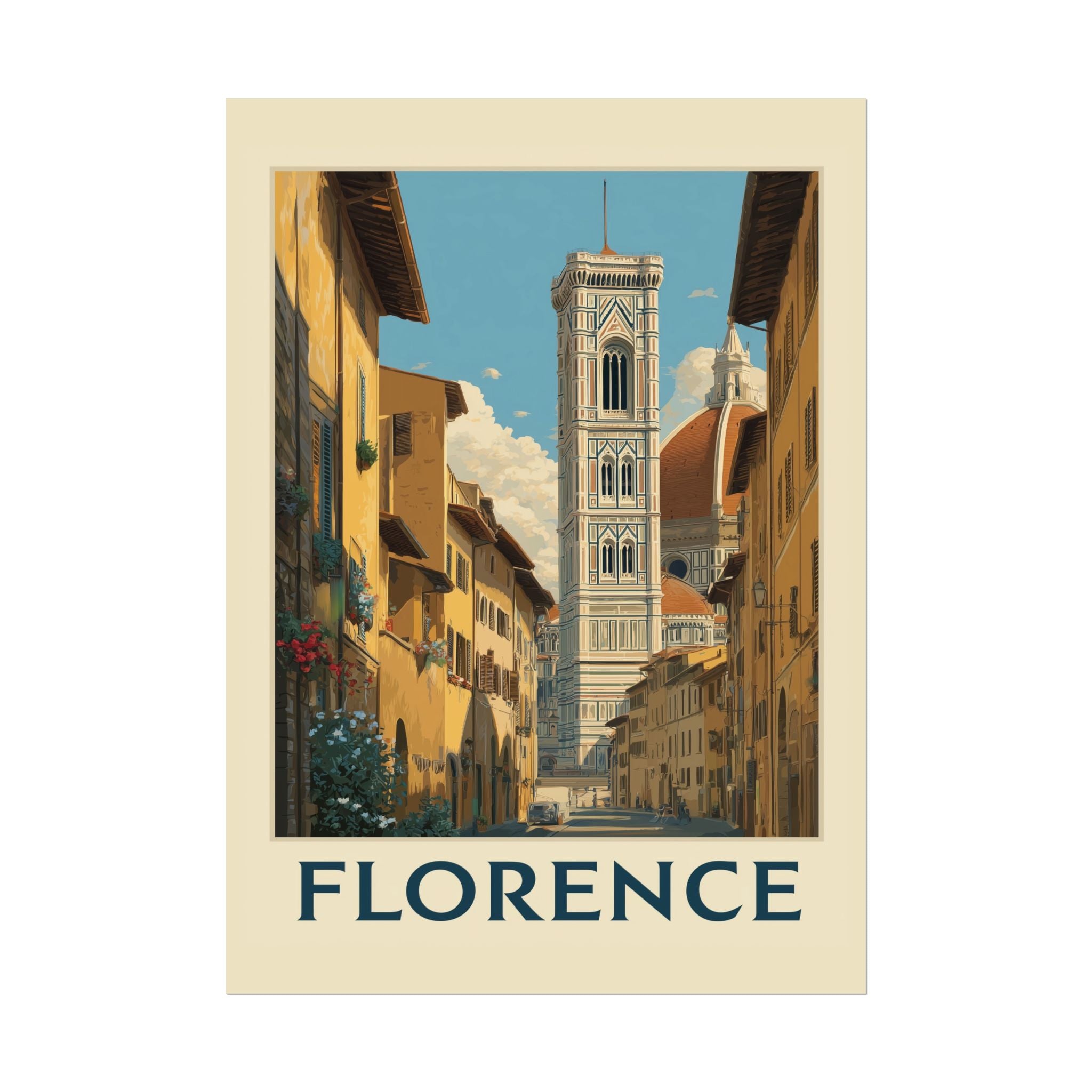 Florentine Reverie: Vintage Travel Poster of Italy, Renaissance Cityscape   |    Custom Orders Available