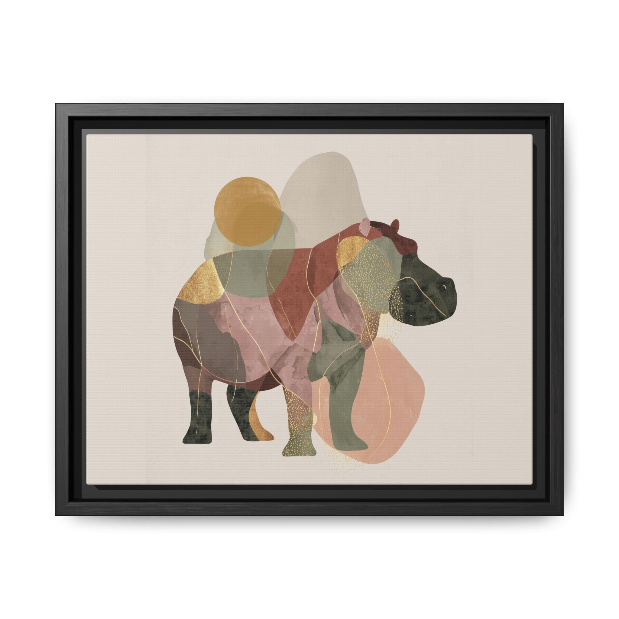 Geometric Hippo: Abstract Animal Watercolor, Modern Minimalist Composition   |    Custom Orders Available