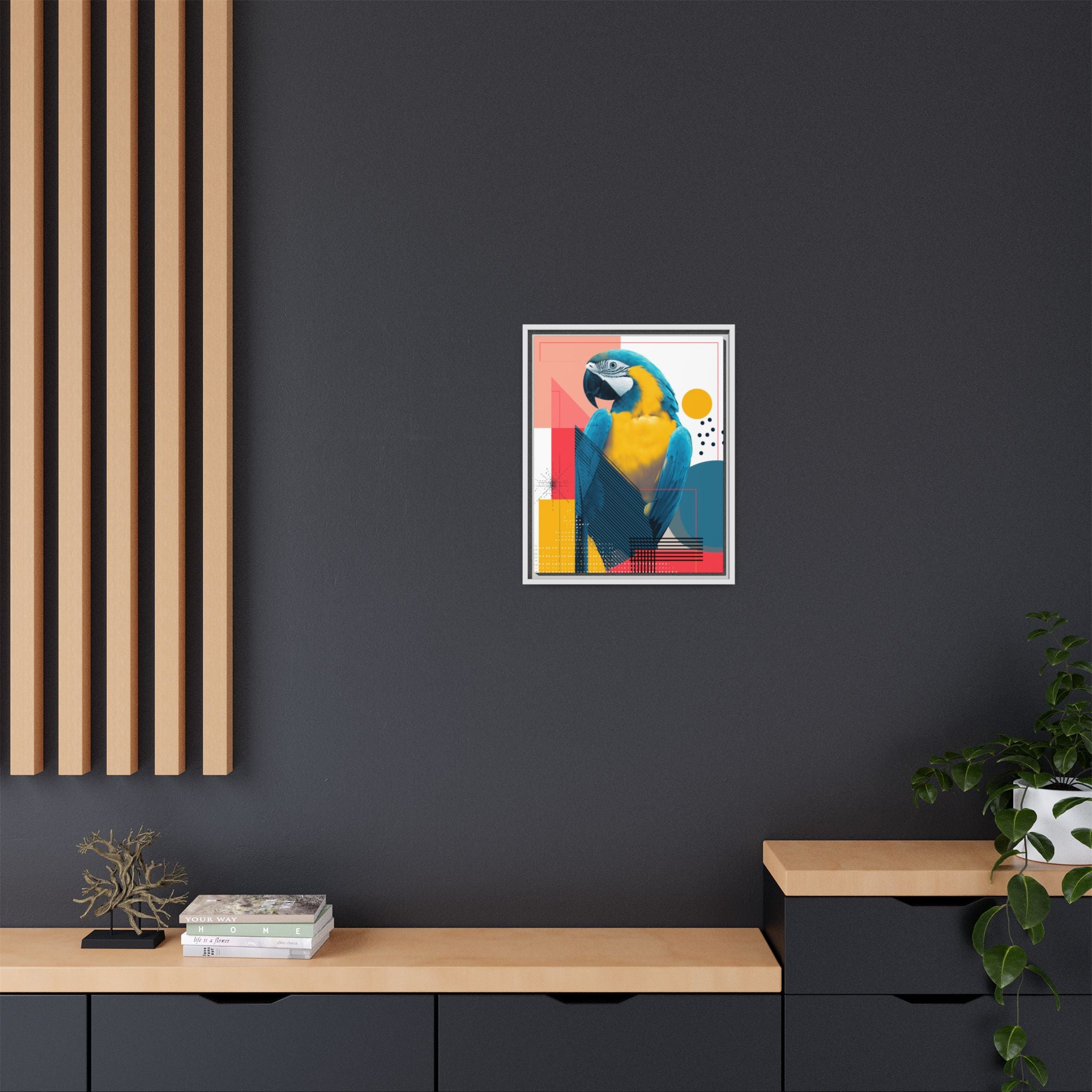 Macaw in Geometry: Vibrant Wildlife Digital Art, Modernist Design Fusion   |    Custom Orders Available