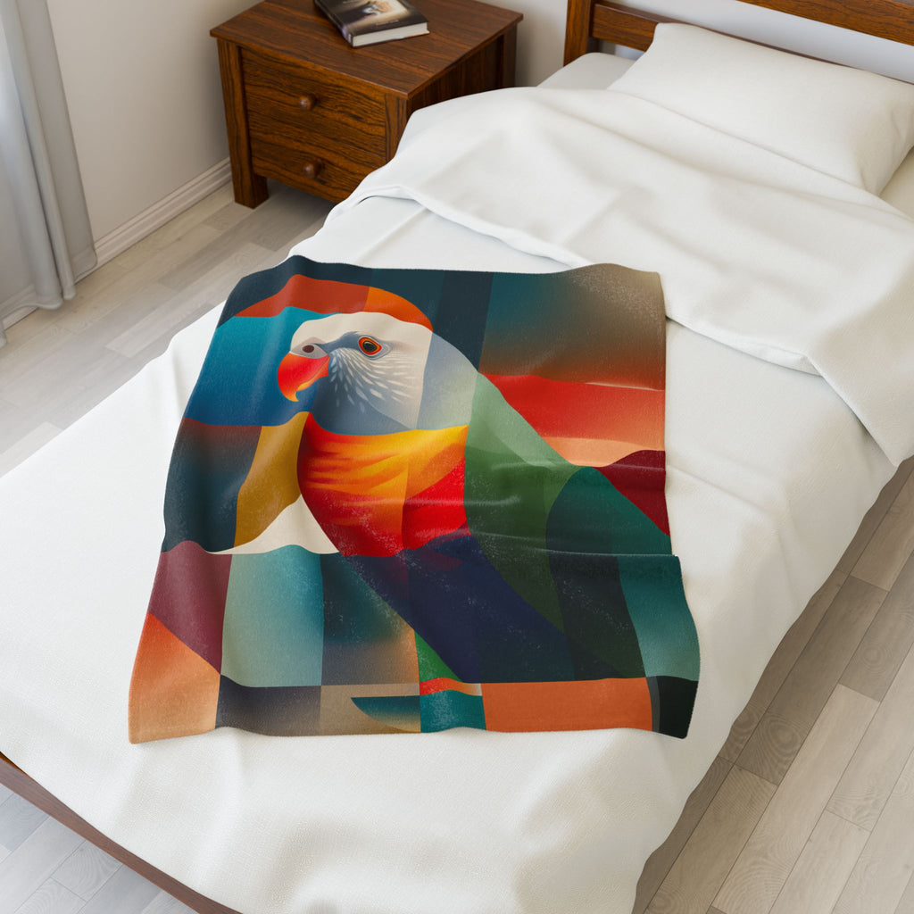 Cubist Parrot Quilt Cover, Doona Cover, Duvet : Geometric Avian Composition, Modernist Digital Art   |    Custom Orders Available