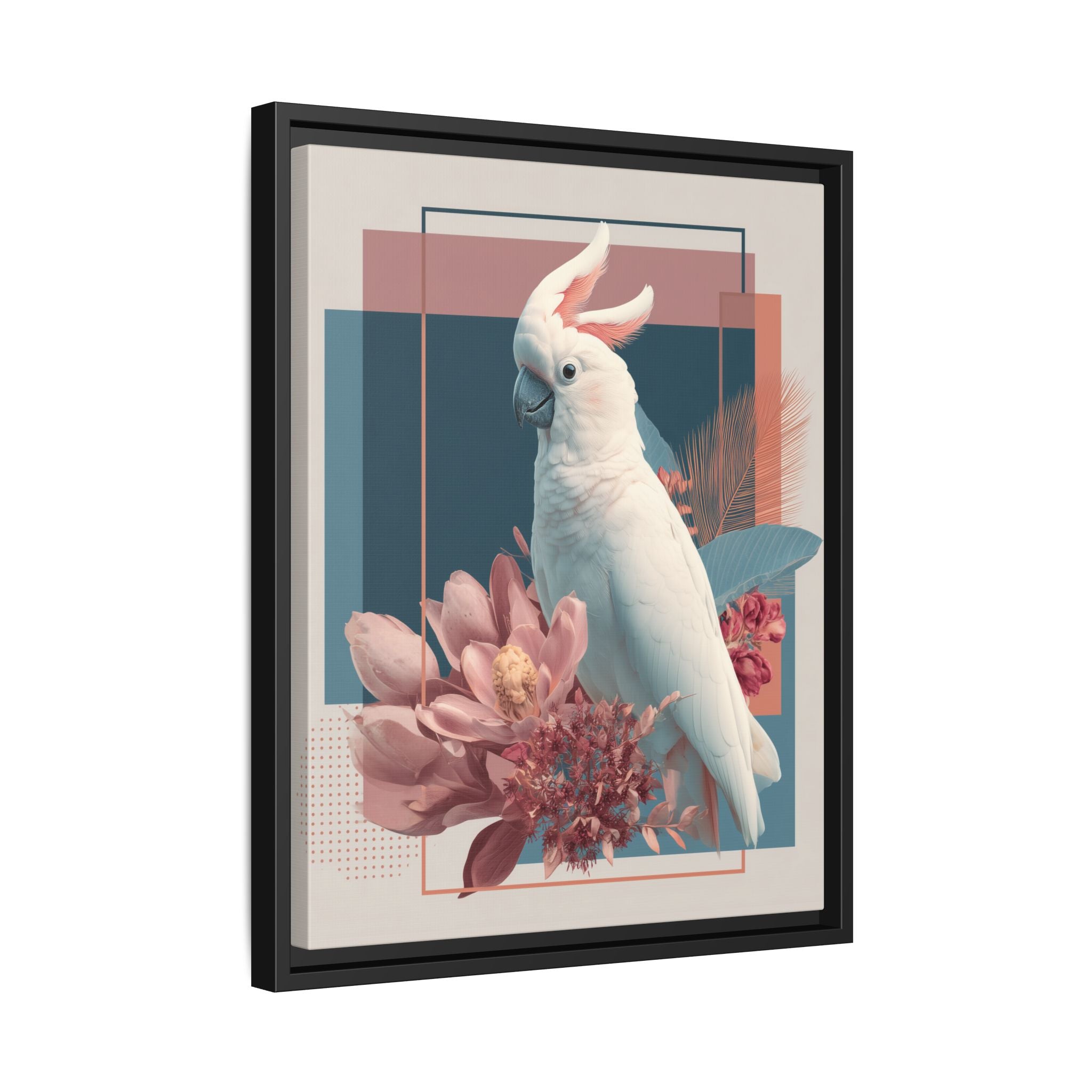 Cockatoo Geometric Framed Print : Modern Wildlife Illustration, Geometric Botanical Fusion   |  Personalized & Custom Orders Available