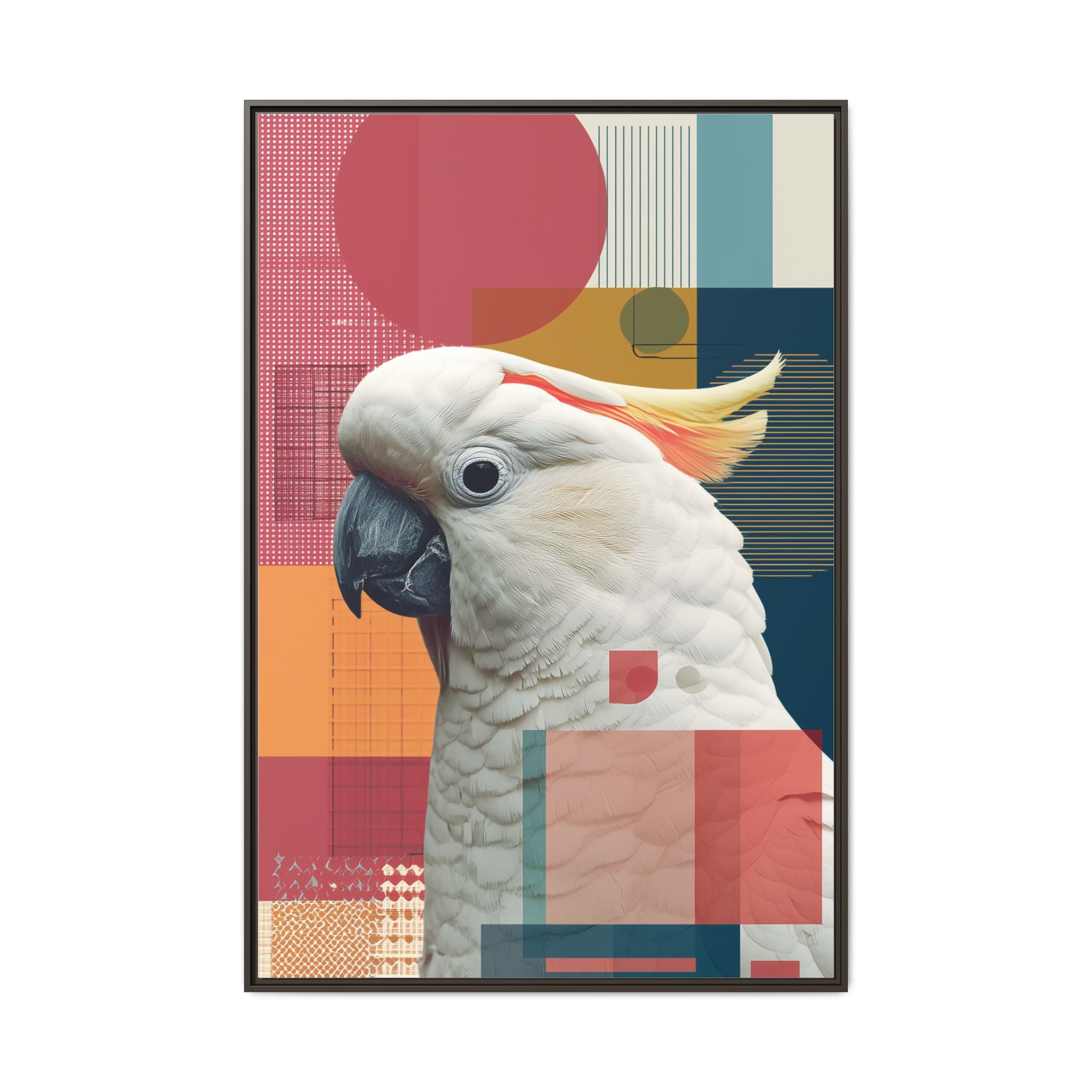 Cockatoo in Geometry: Mid-Century Modern Wildlife Art, Photorealistic Nature Print   |    Custom Orders Available