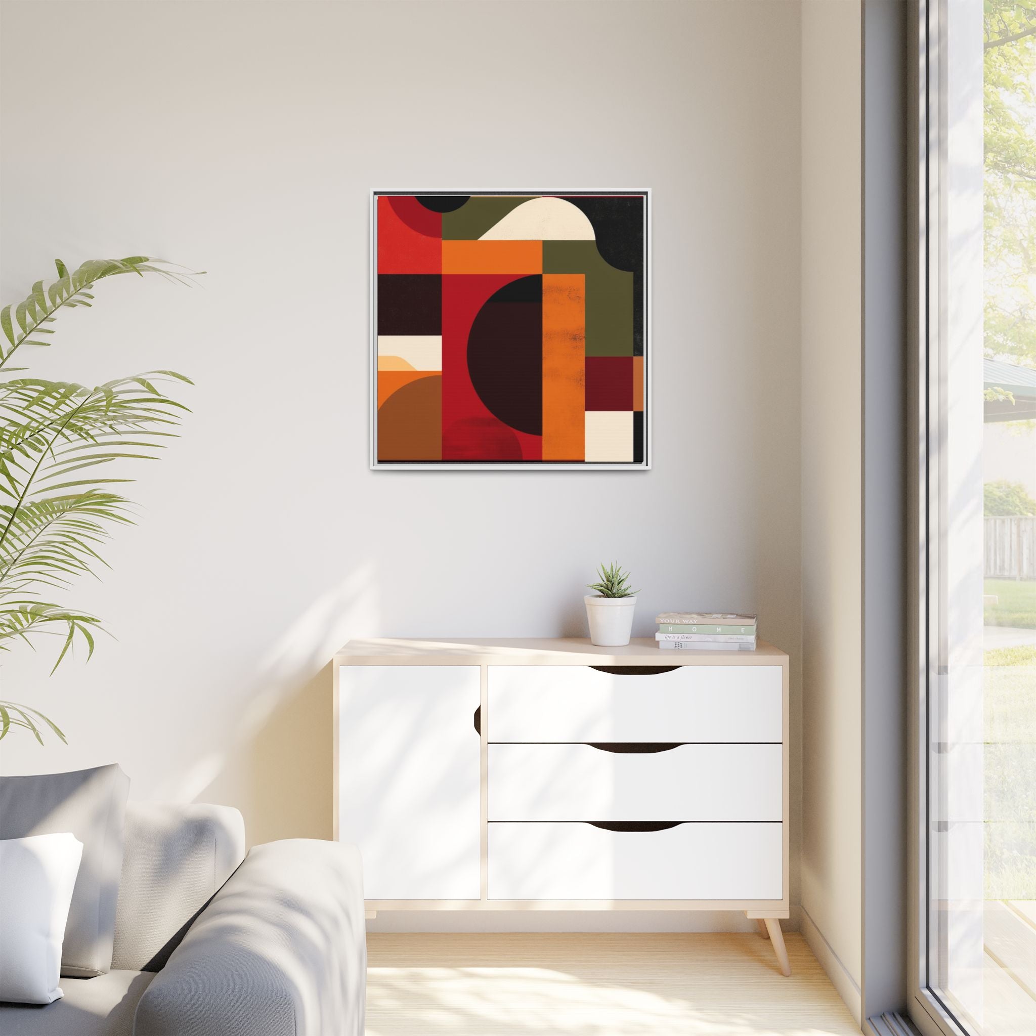 Geometric Convergence: Abstract Bauhaus Design, Constructivist Color Blocks, Architectural Art Composition   |   Custom Orders Accepted