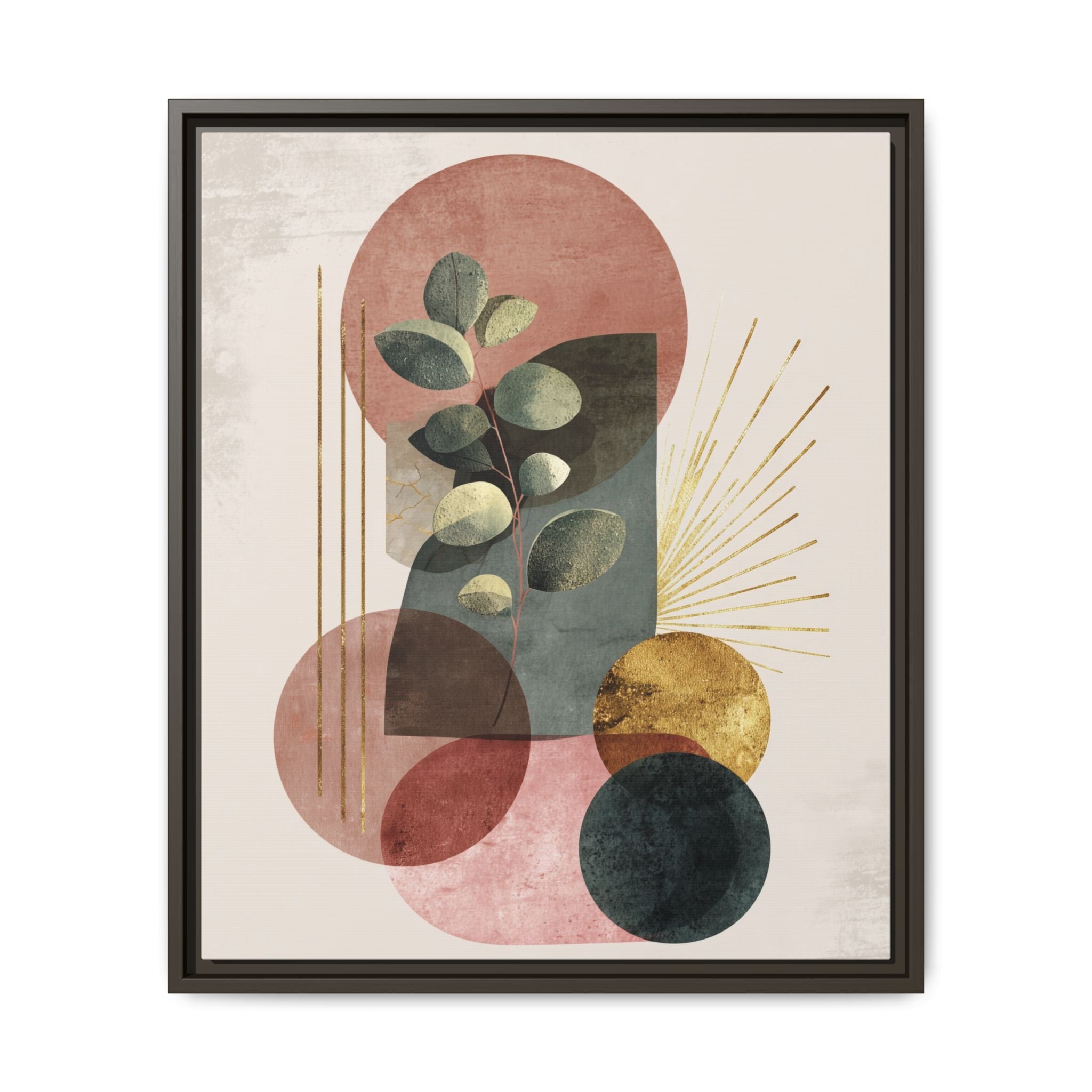 Botanical Geometric Symphony: Eucalyptus Harmony, Metallic Intersections, Modern Earth Tones   |   Custom Orders Accepted