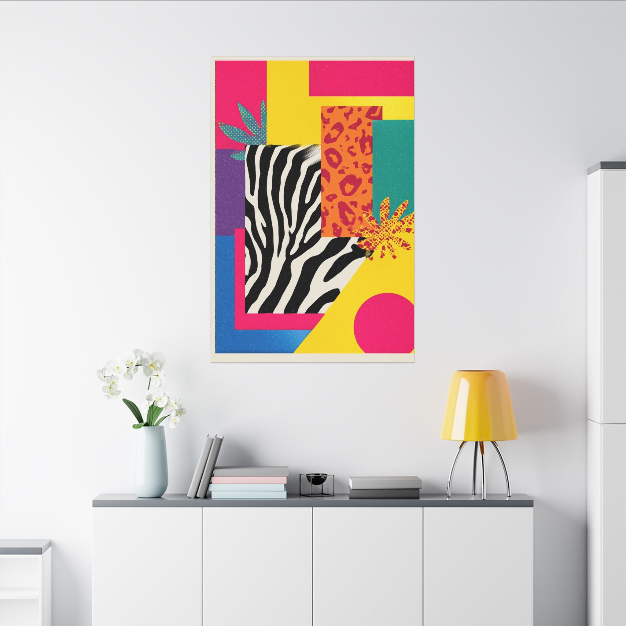 Pop Geometry: Zebra Leopard Fusion, Geometric Color Block, Modern Abstract Design   |   Custom Orders Accepted