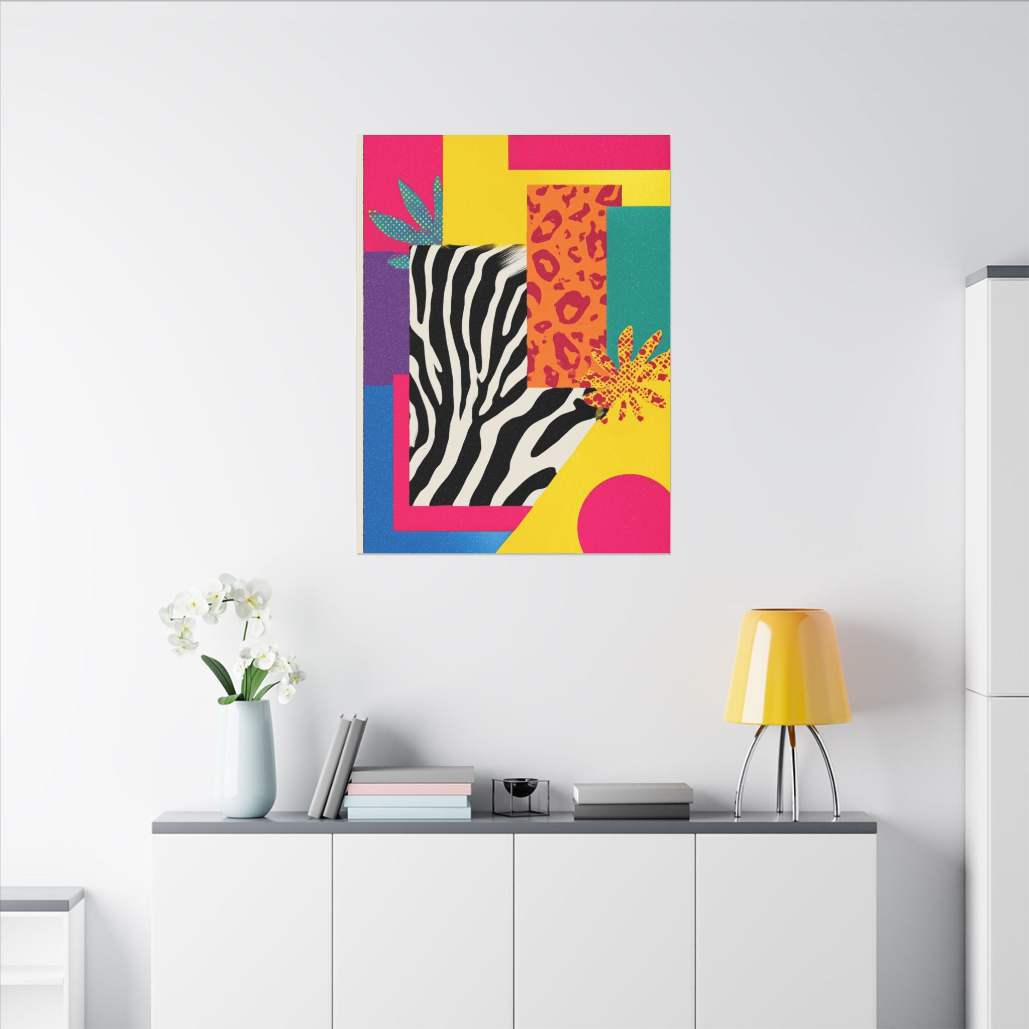 Pop Geometry: Zebra Leopard Fusion, Geometric Color Block, Modern Abstract Design   |   Custom Orders Accepted